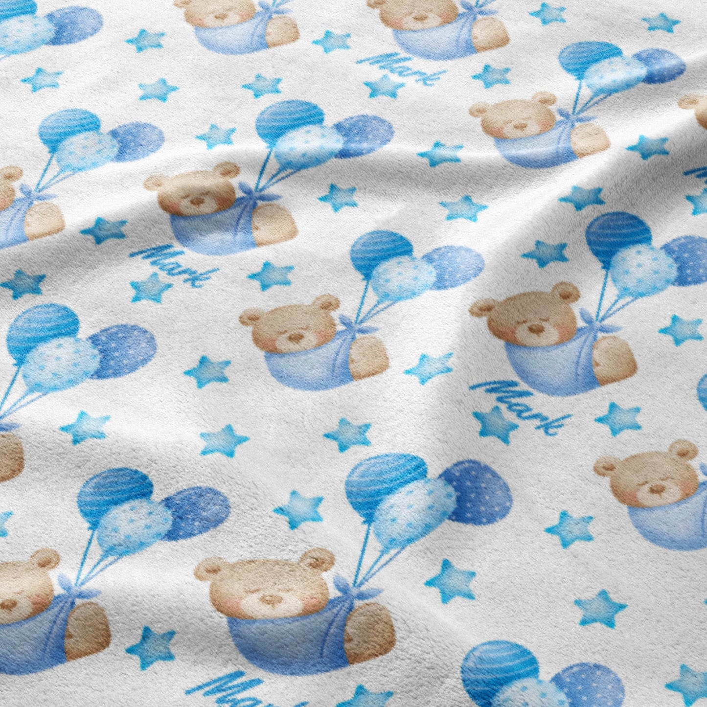 Teddy Bear & Blue Balloon Bliss Blanket