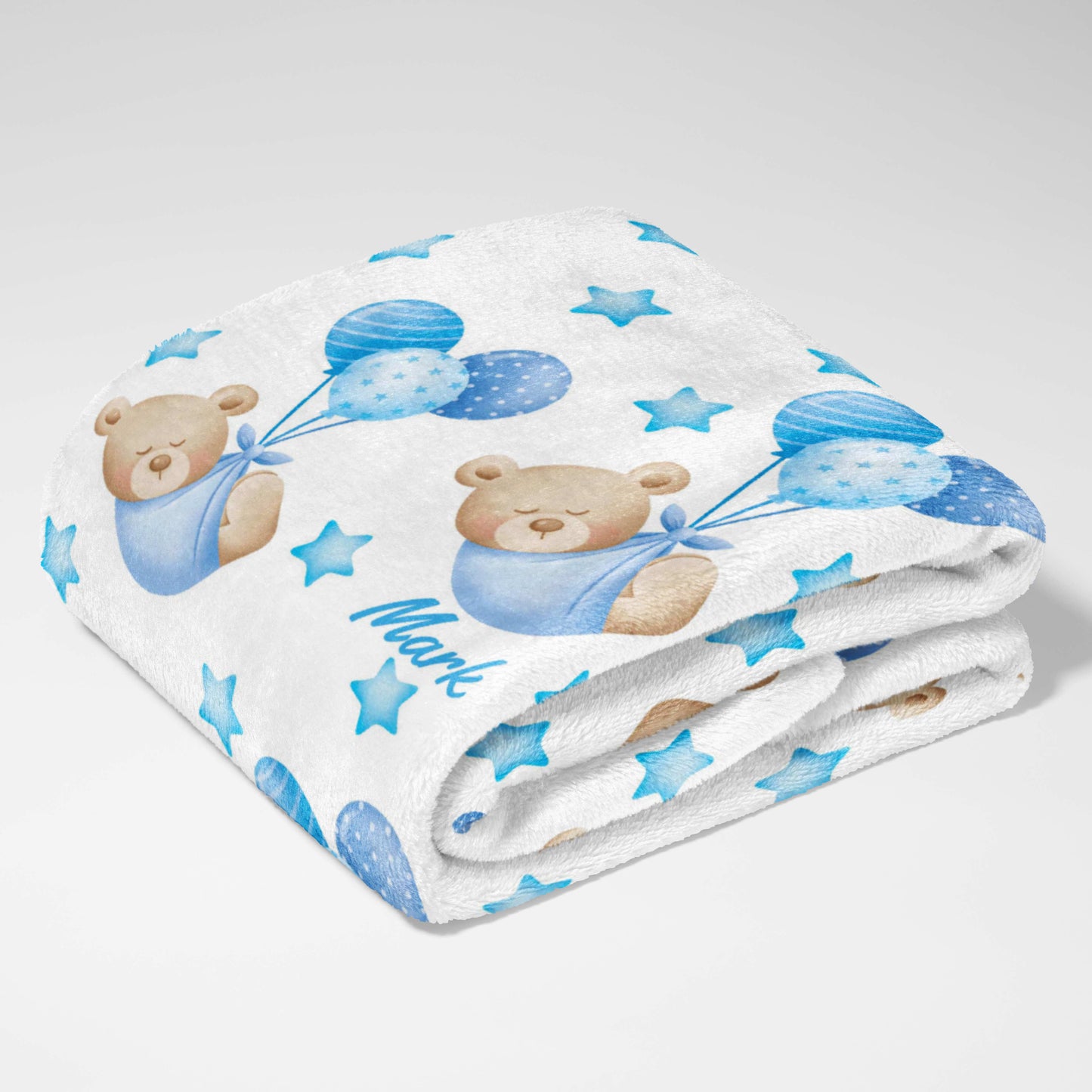 Teddy Bear & Blue Balloon Bliss Blanket