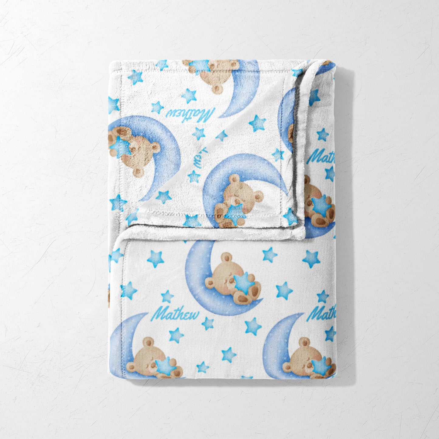 Teddy on a Blue Moon Blanket