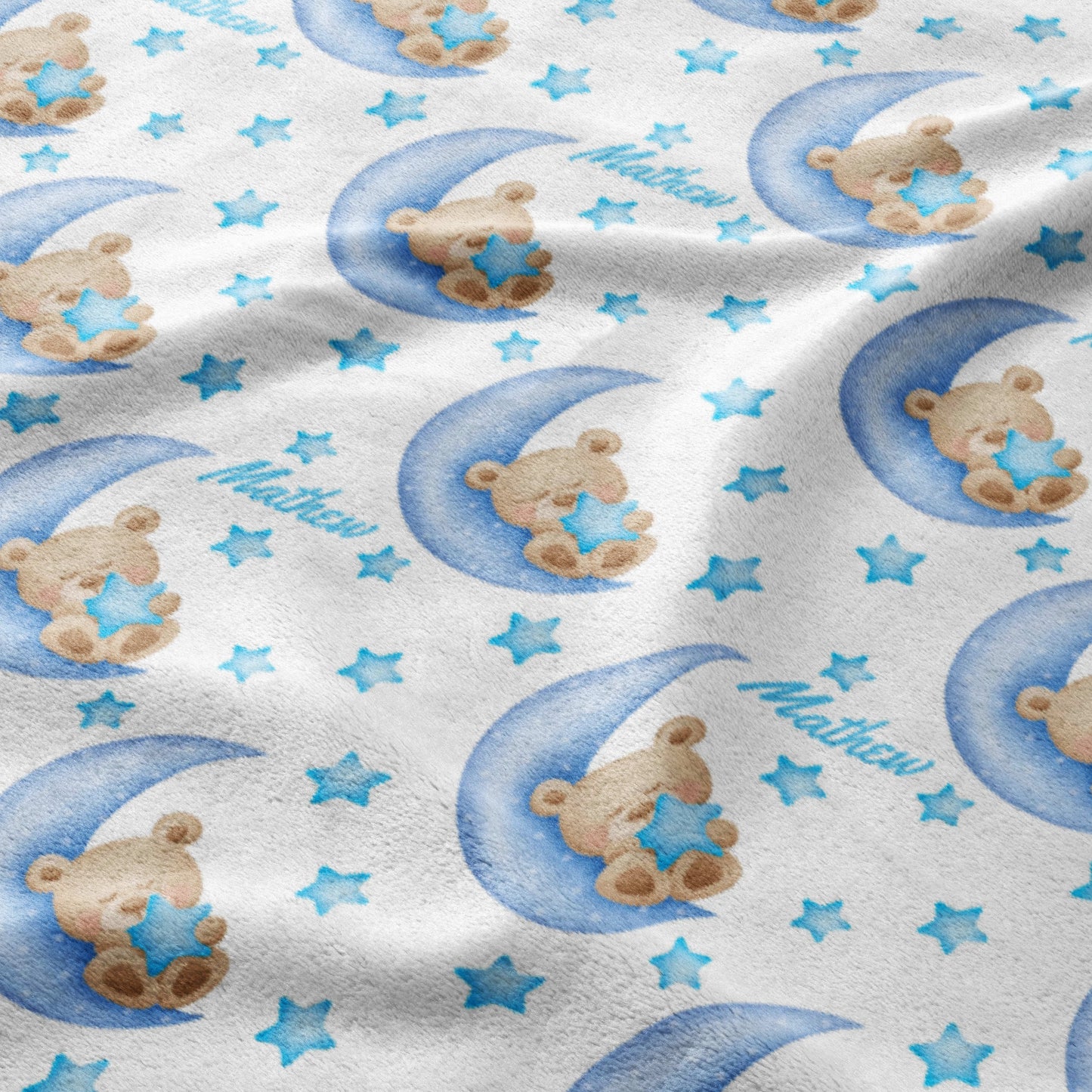 Teddy on a Blue Moon Blanket