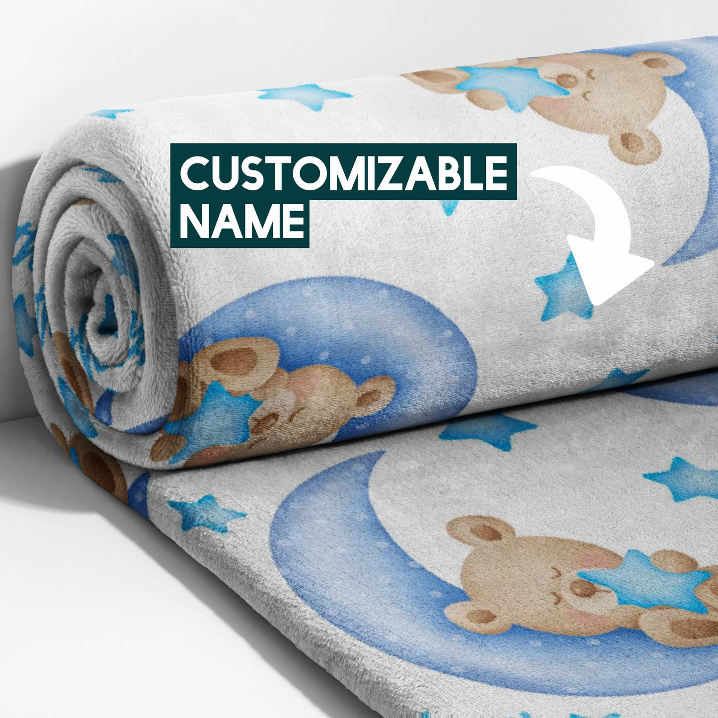 Teddy on a Blue Moon Blanket