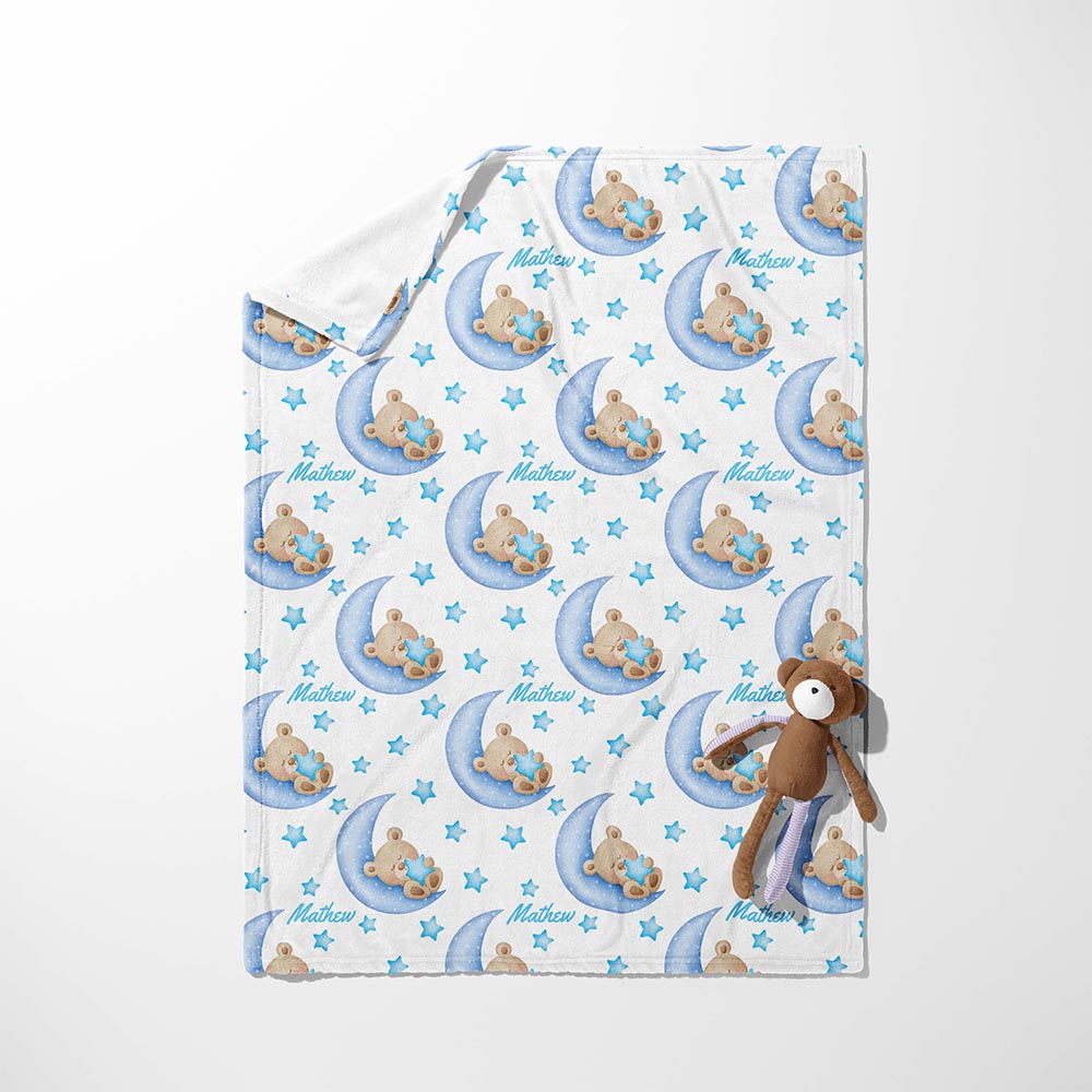 Teddy on a Blue Moon Blanket