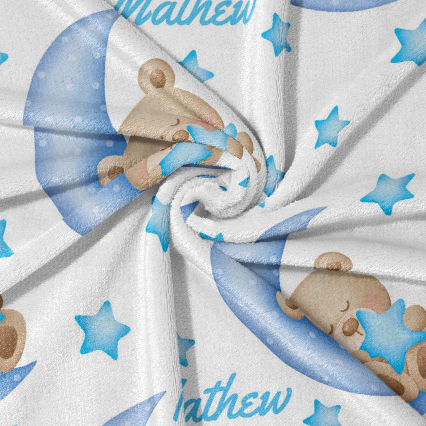 Teddy on a Blue Moon Blanket