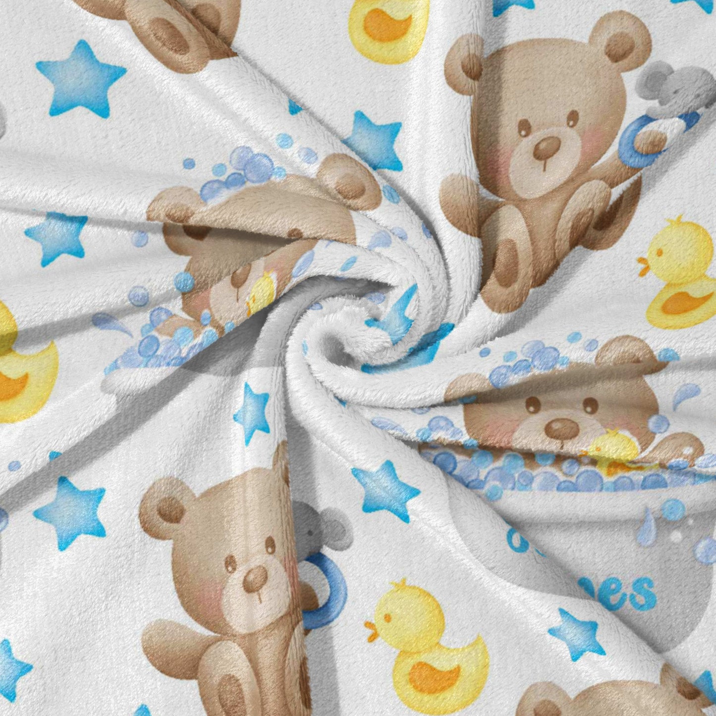 Teddy's Blue Bath Time Bubbles Blanket