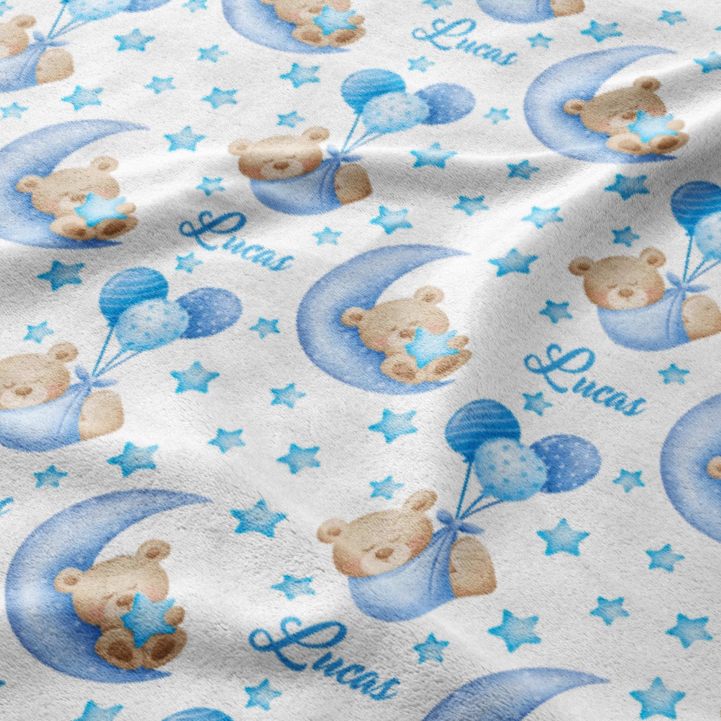 Teddy Moon & Blue Balloon Dreams Blanket