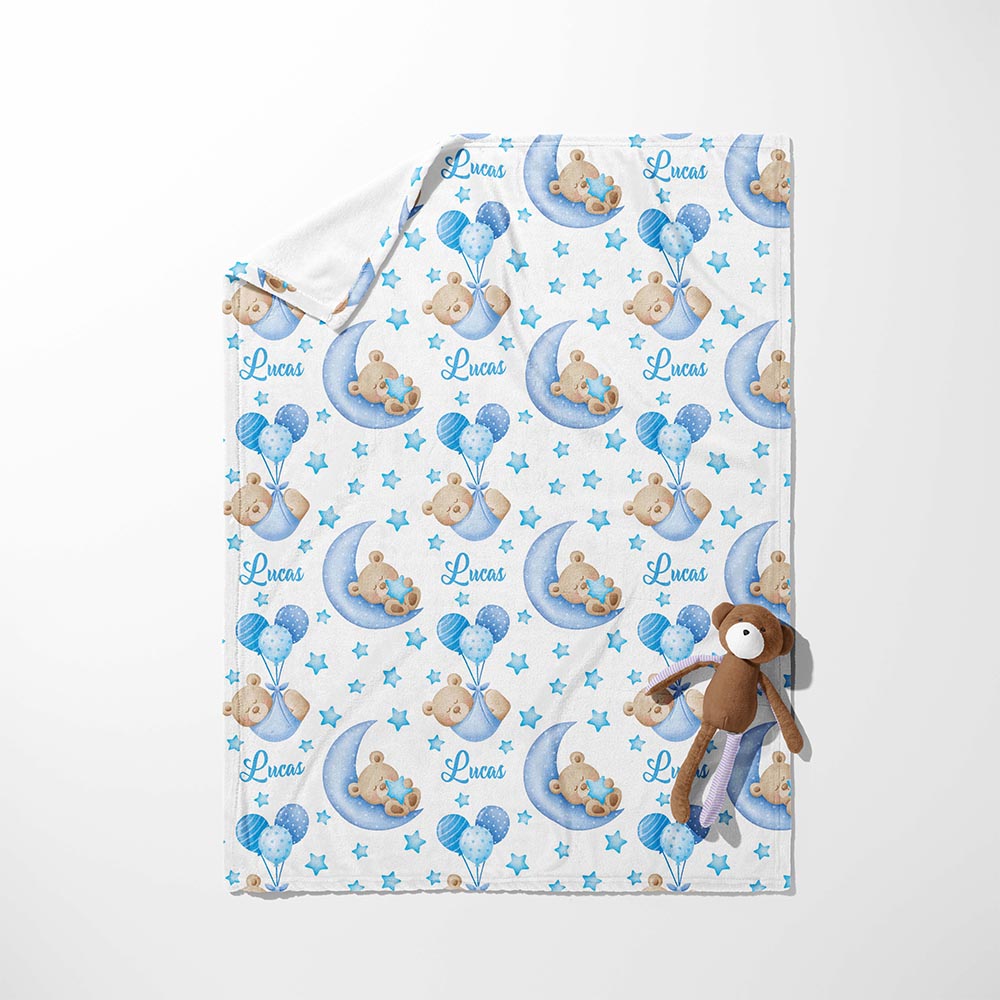 Teddy Moon & Blue Balloon Dreams Blanket