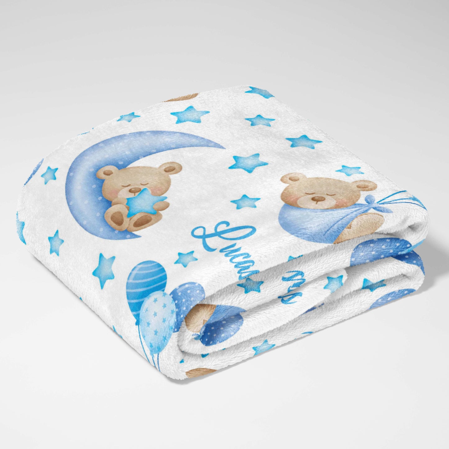 Teddy Moon & Blue Balloon Dreams Blanket