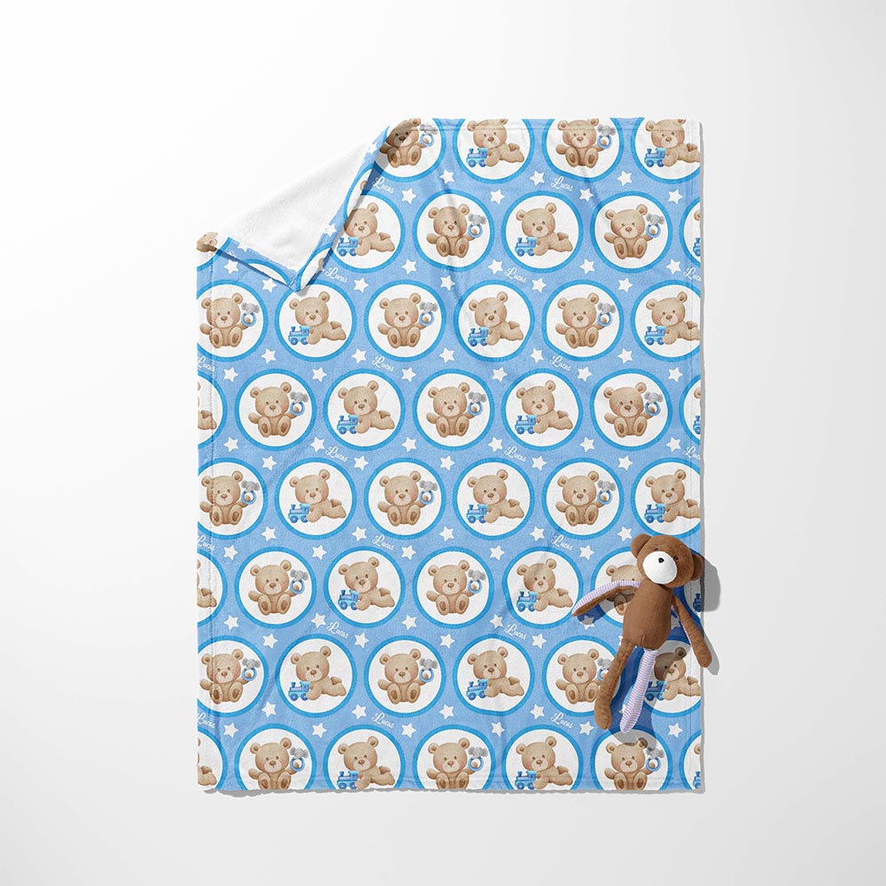 Round About Teddy & Toy Car Cuddles Blanket