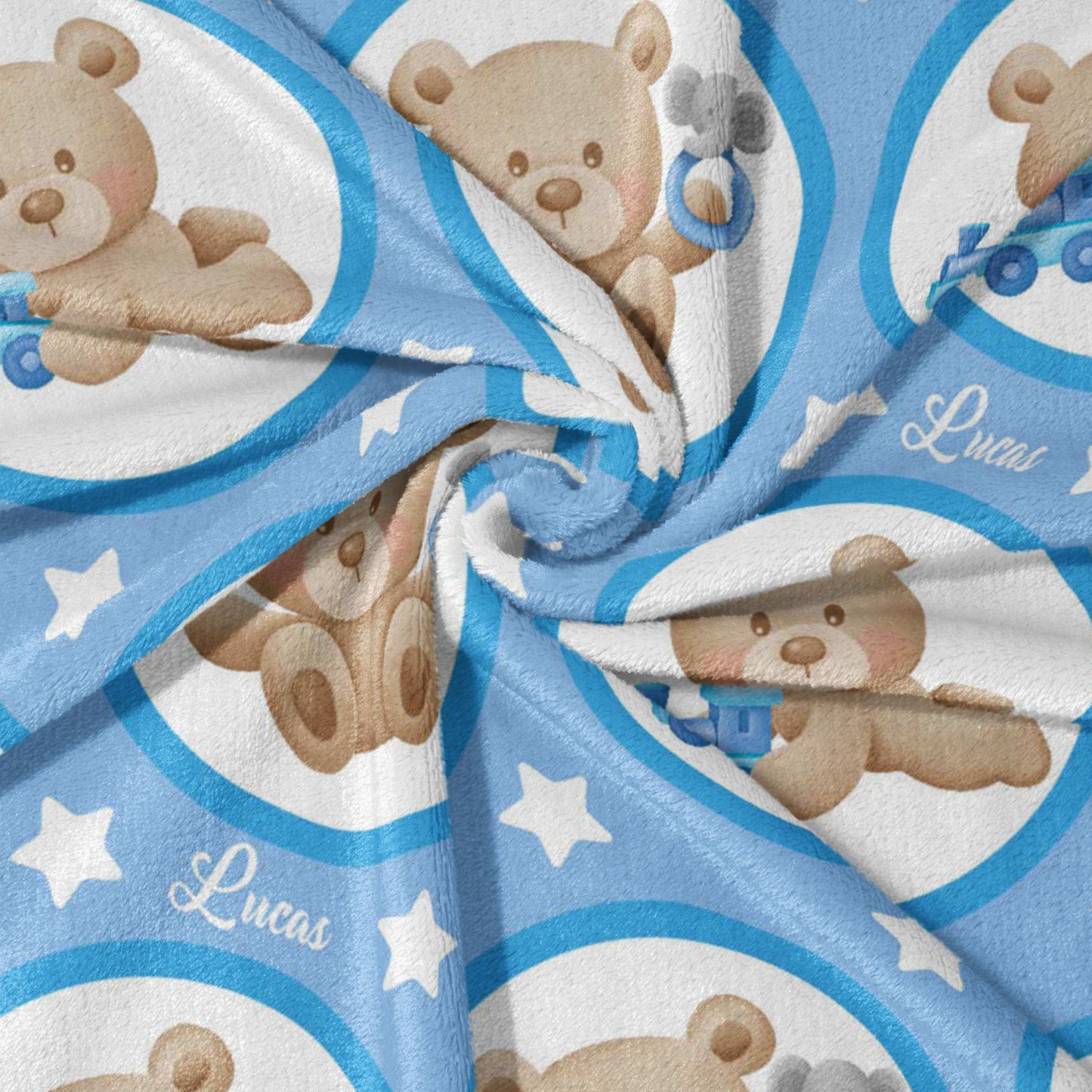 Round About Teddy & Toy Car Cuddles Blanket