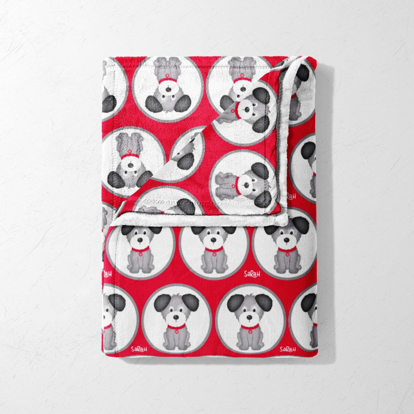 Red Collar Pups in Circles Blanket