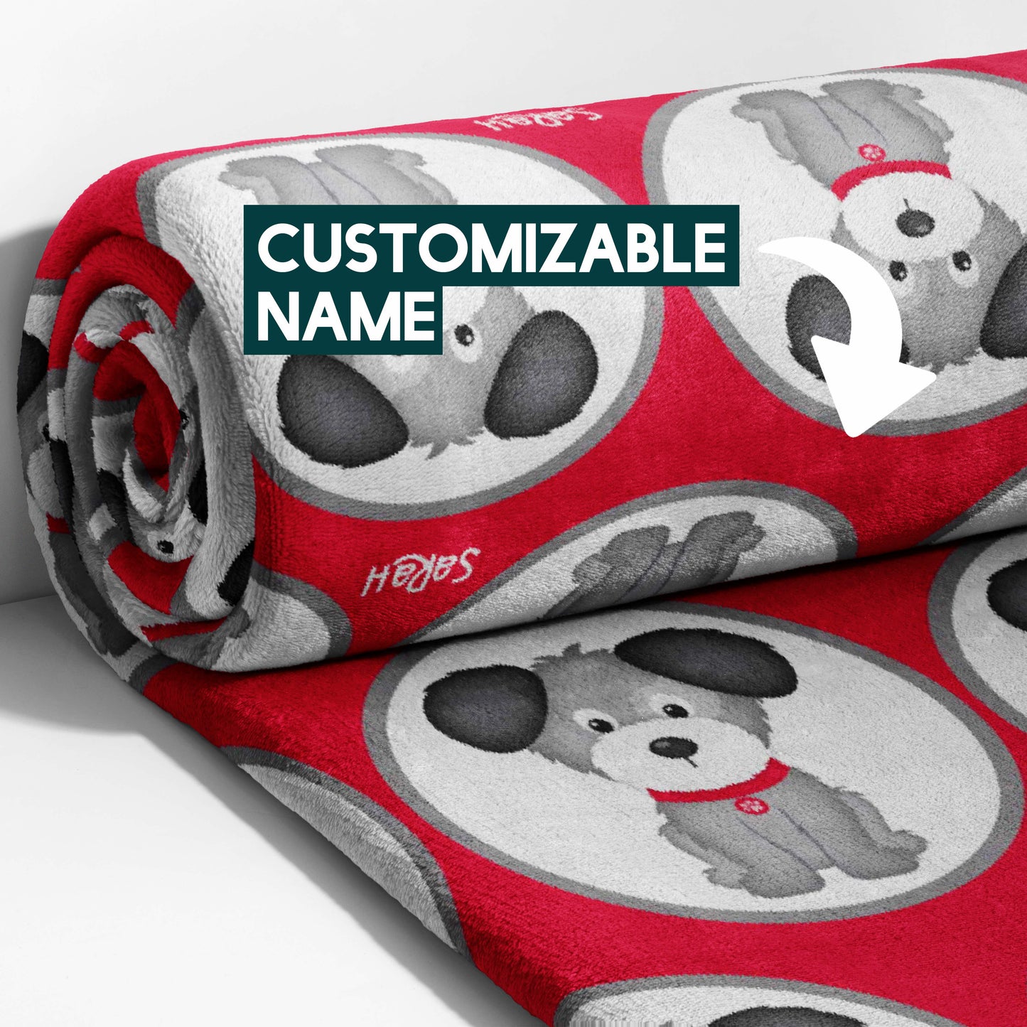 Red Collar Pups in Circles Blanket