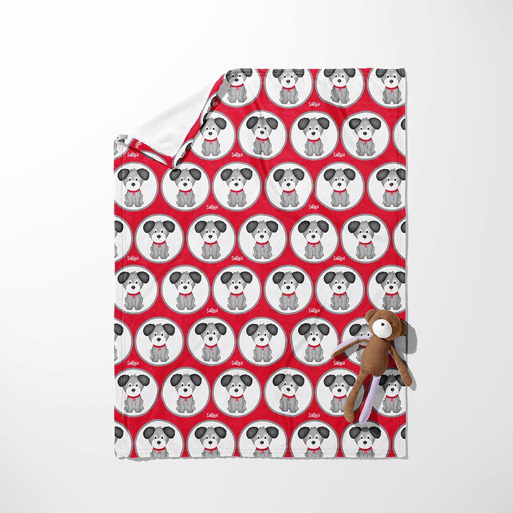 Red Collar Pups in Circles Blanket