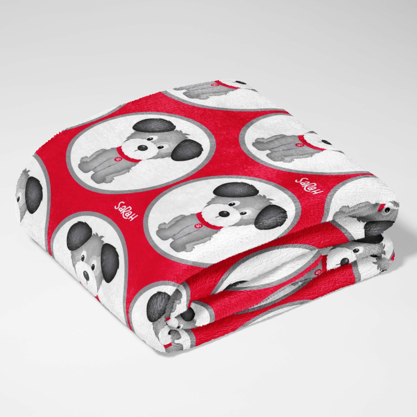 Red Collar Pups in Circles Blanket
