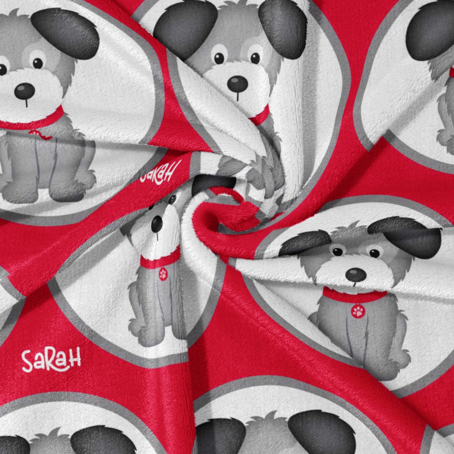 Red Collar Pups in Circles Blanket