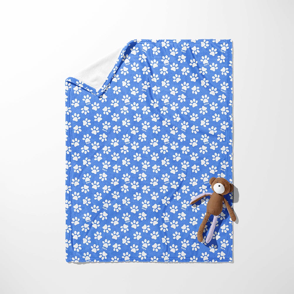 Blue Paw Print Parade Blanket