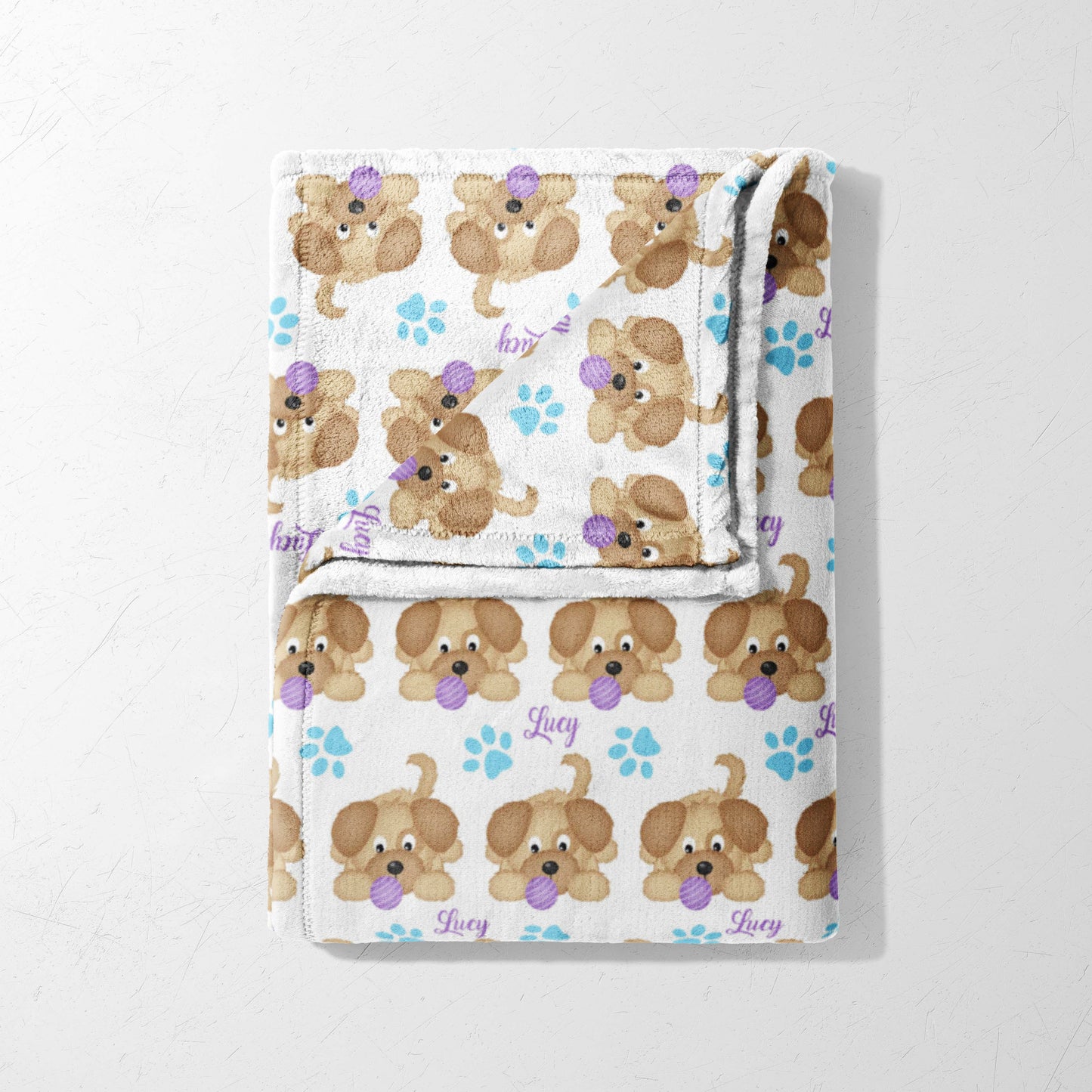 Tongue Out Pups & Paw Prints Blanket
