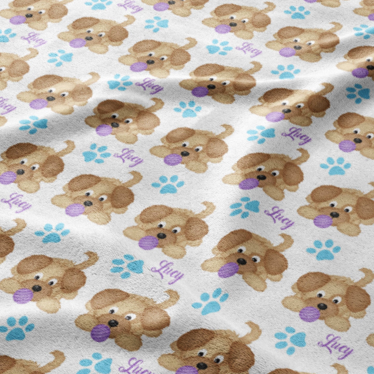 Tongue Out Pups & Paw Prints Blanket