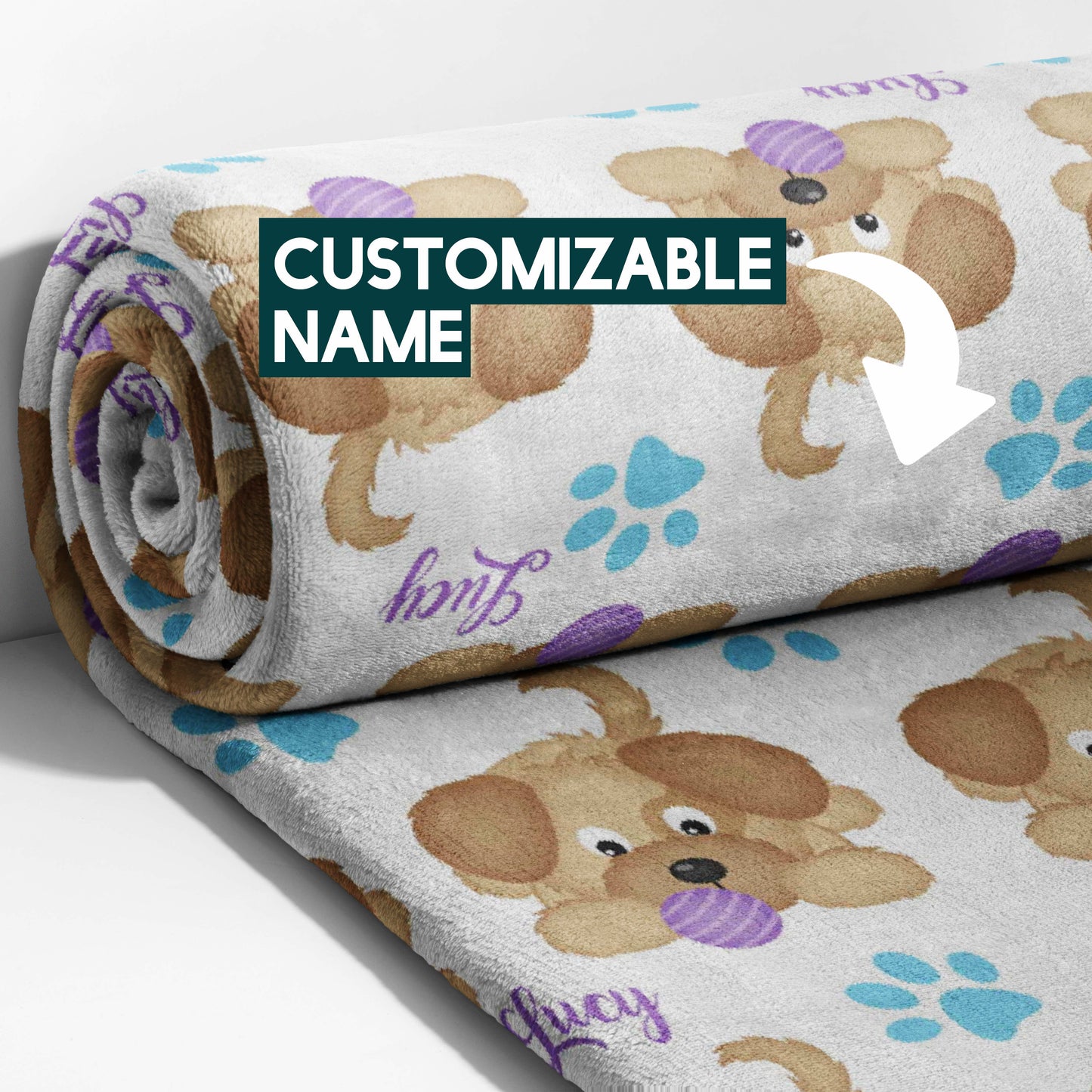 Tongue Out Pups & Paw Prints Blanket