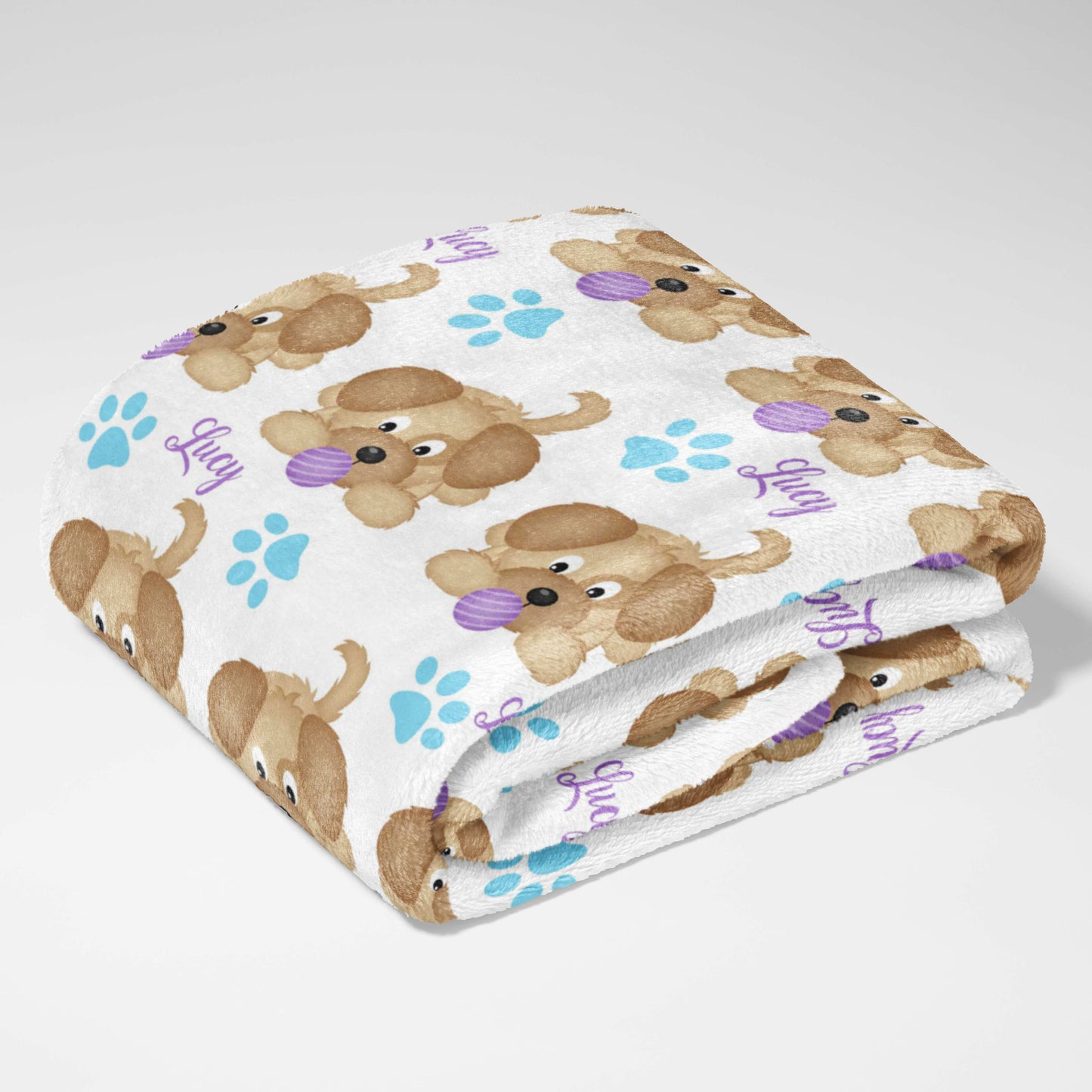 Tongue Out Pups & Paw Prints Blanket