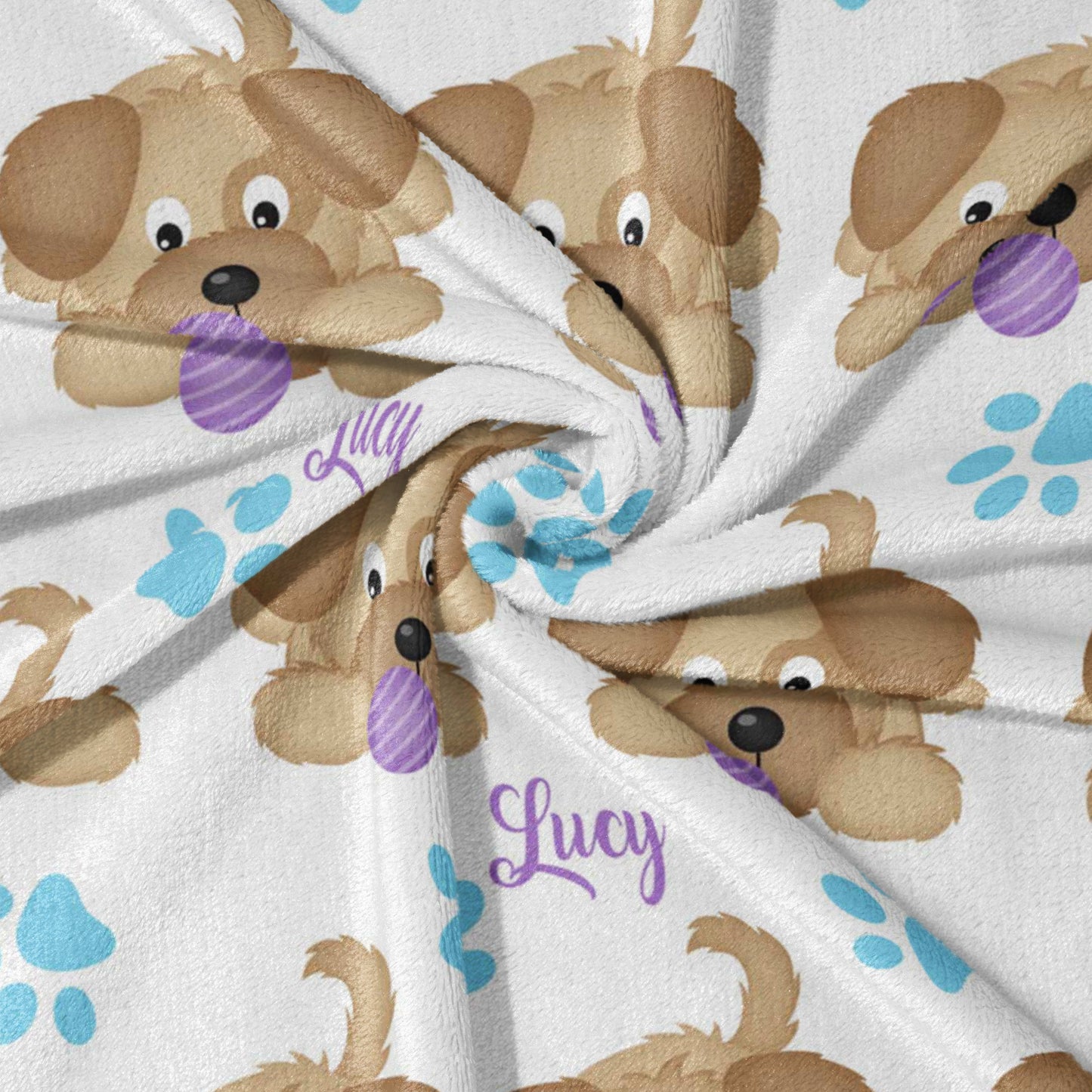 Tongue Out Pups & Paw Prints Blanket