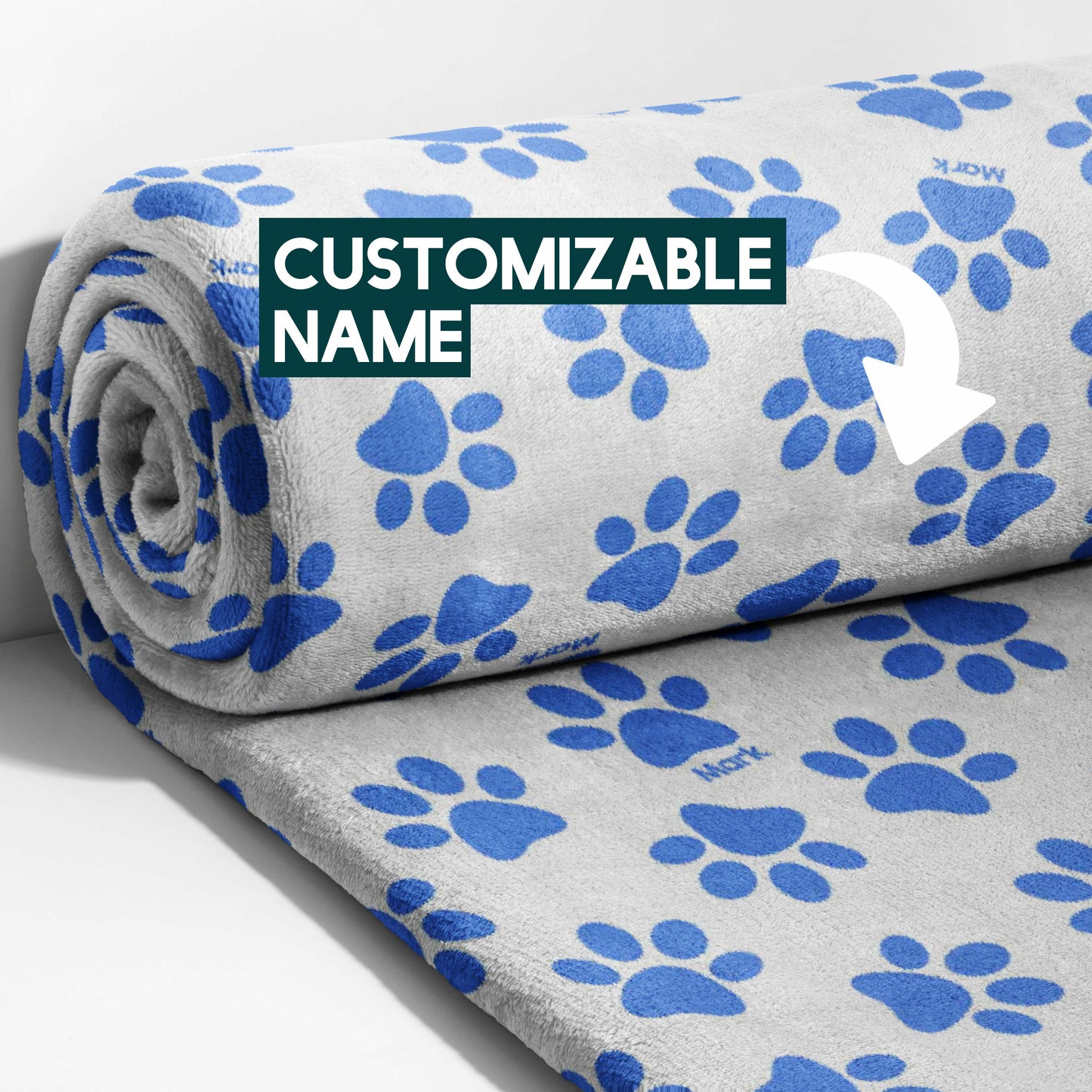 Blue Paw Prints All Over Blanket