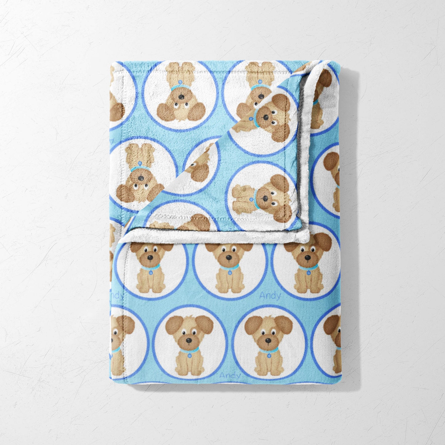 Puppy Circles & Sky Blue Blanket