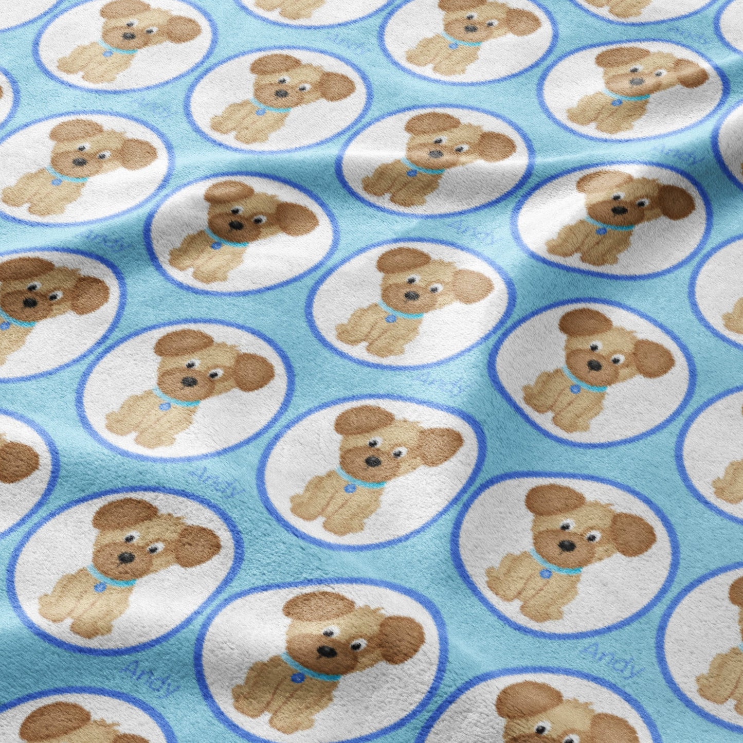 Puppy Circles & Sky Blue Blanket