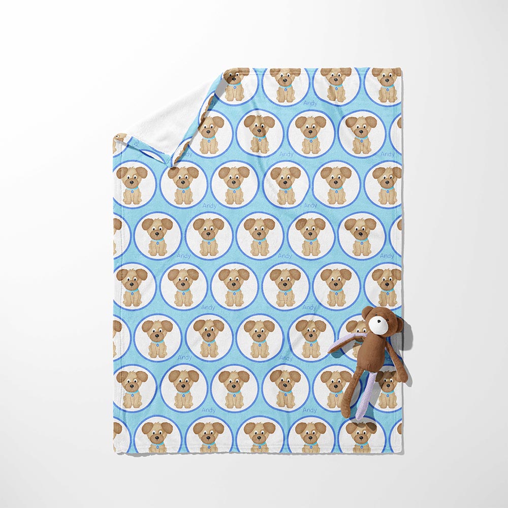 Puppy Circles & Sky Blue Blanket