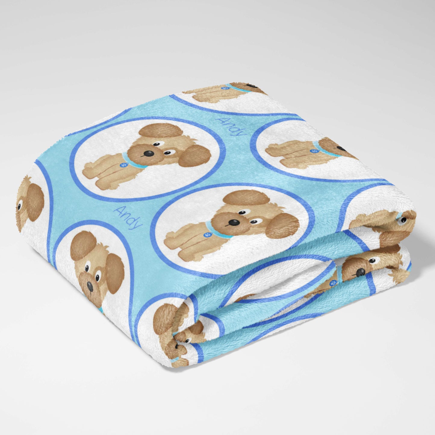 Puppy Circles & Sky Blue Blanket