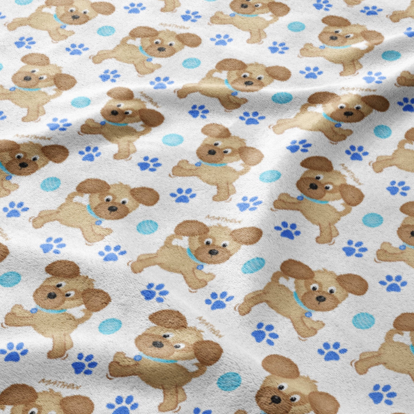 Dancing Pups & Blue Dots Blanket