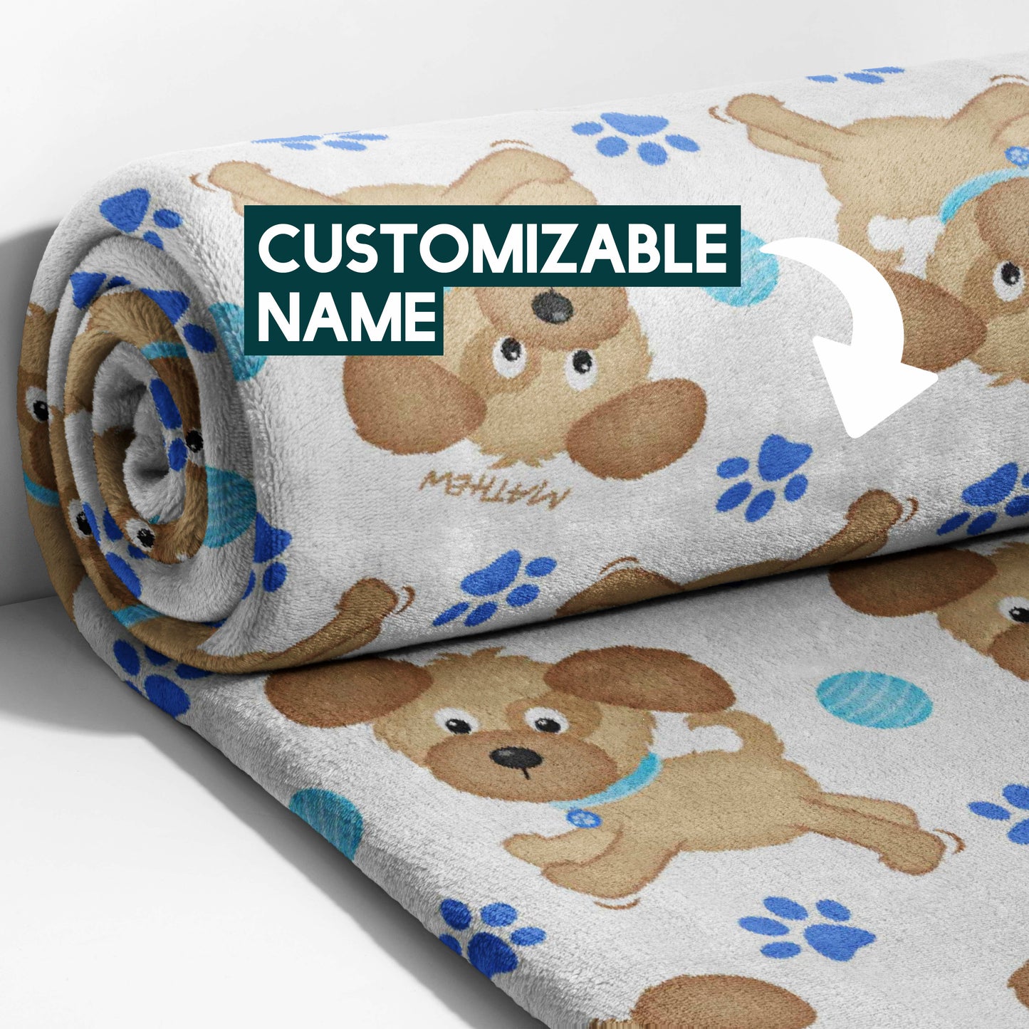 Dancing Pups & Blue Dots Blanket