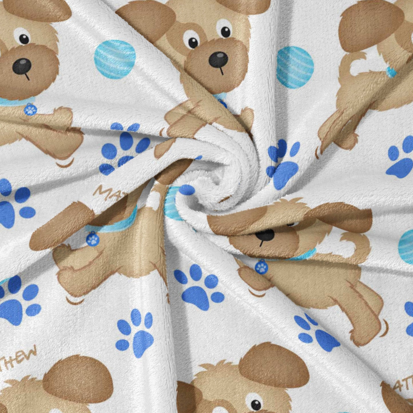 Dancing Pups & Blue Dots Blanket