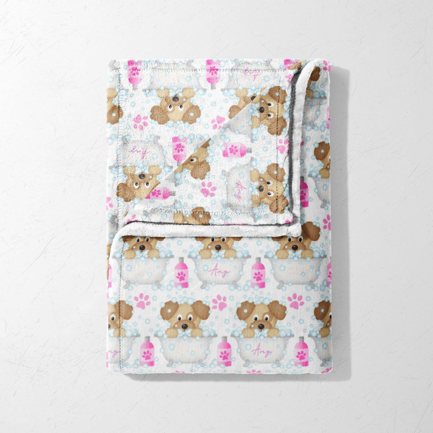 Pink Bubbles & Pups Blanket