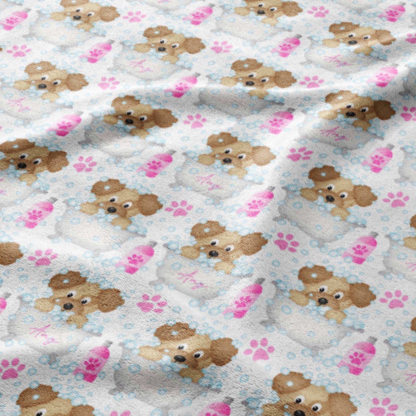 Pink Bubbles & Pups Blanket