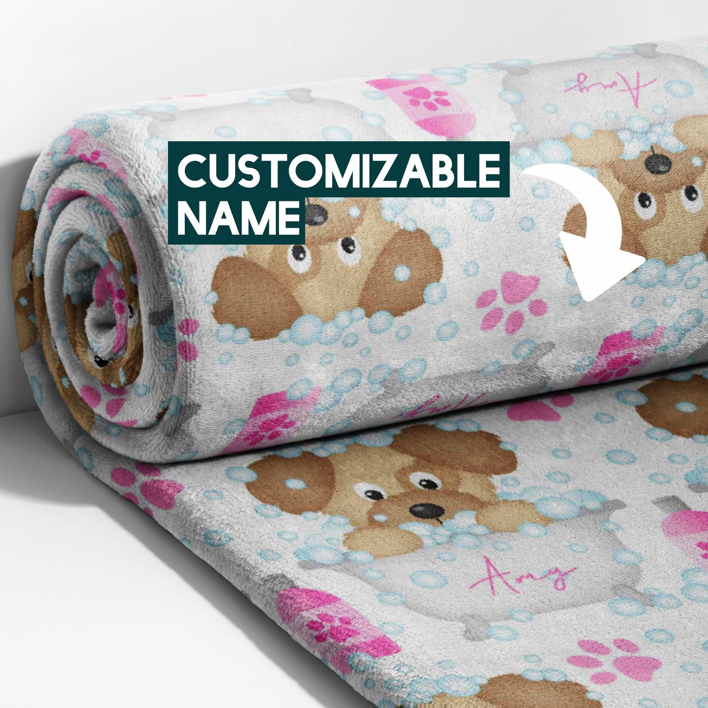 Pink Bubbles & Pups Blanket