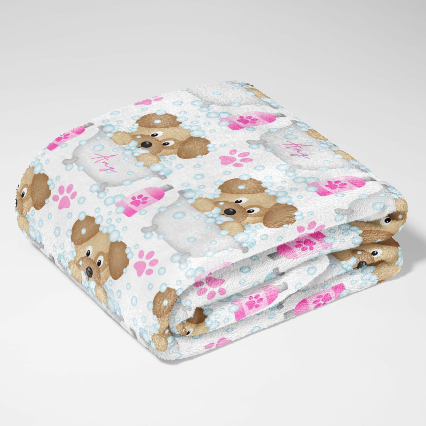 Pink Bubbles & Pups Blanket