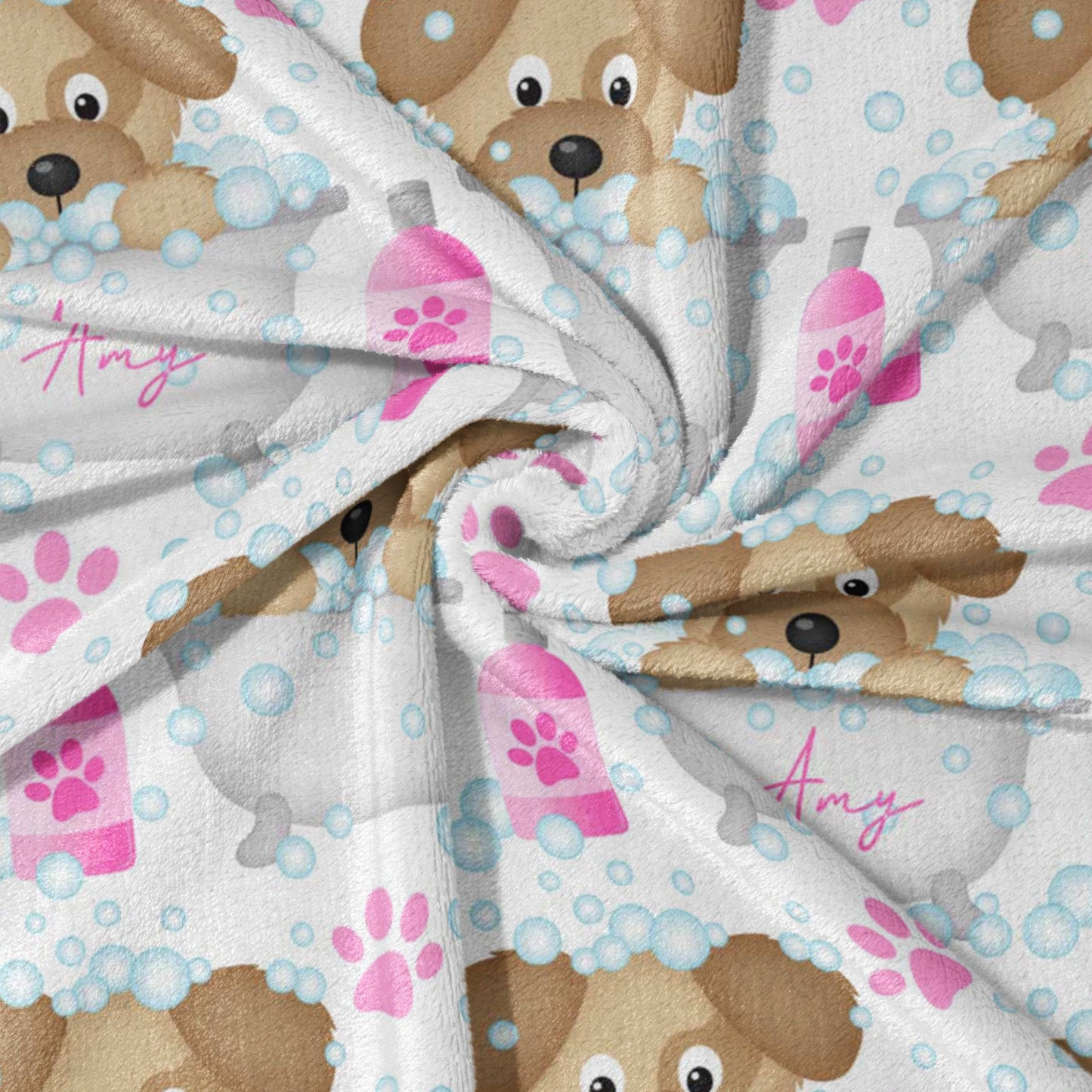 Pink Bubbles & Pups Blanket