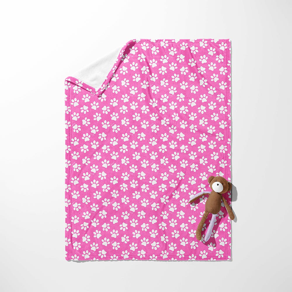 Pink Paw Print Parade Blanket