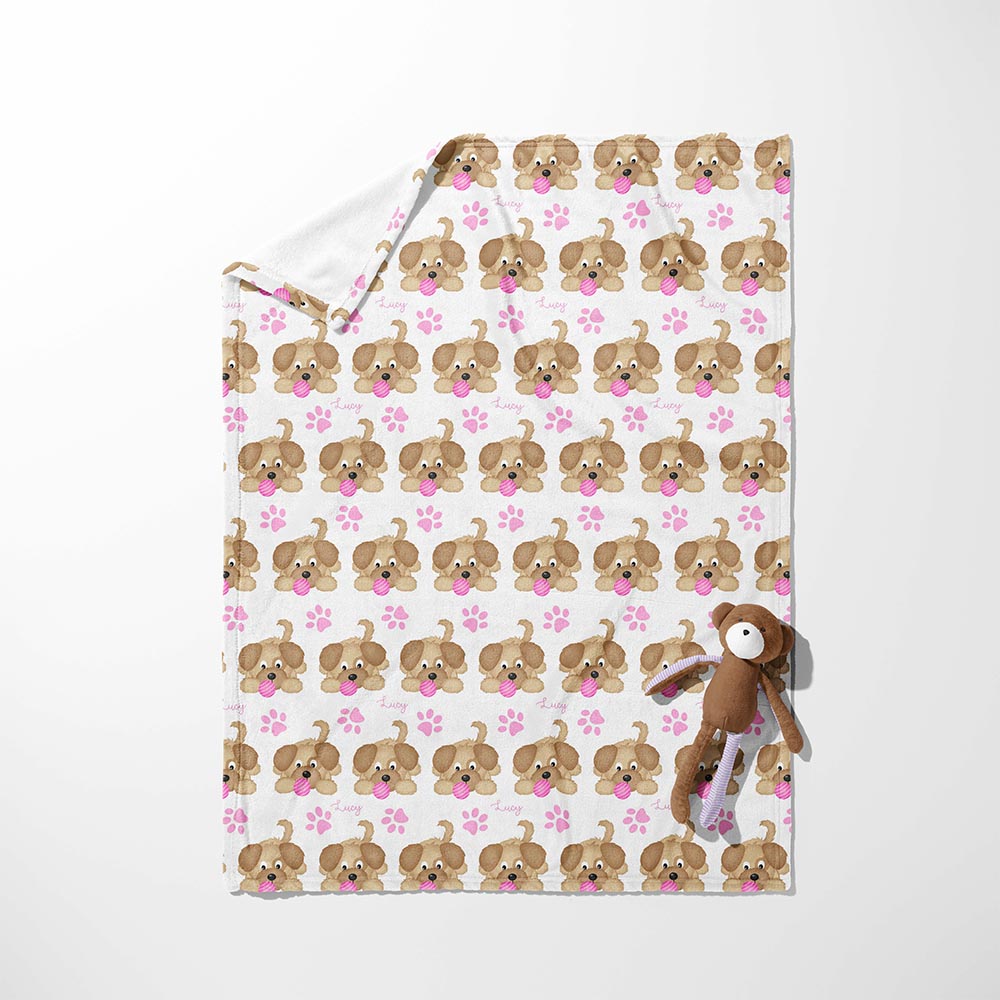 Pink Tongue Out Pups Blanket