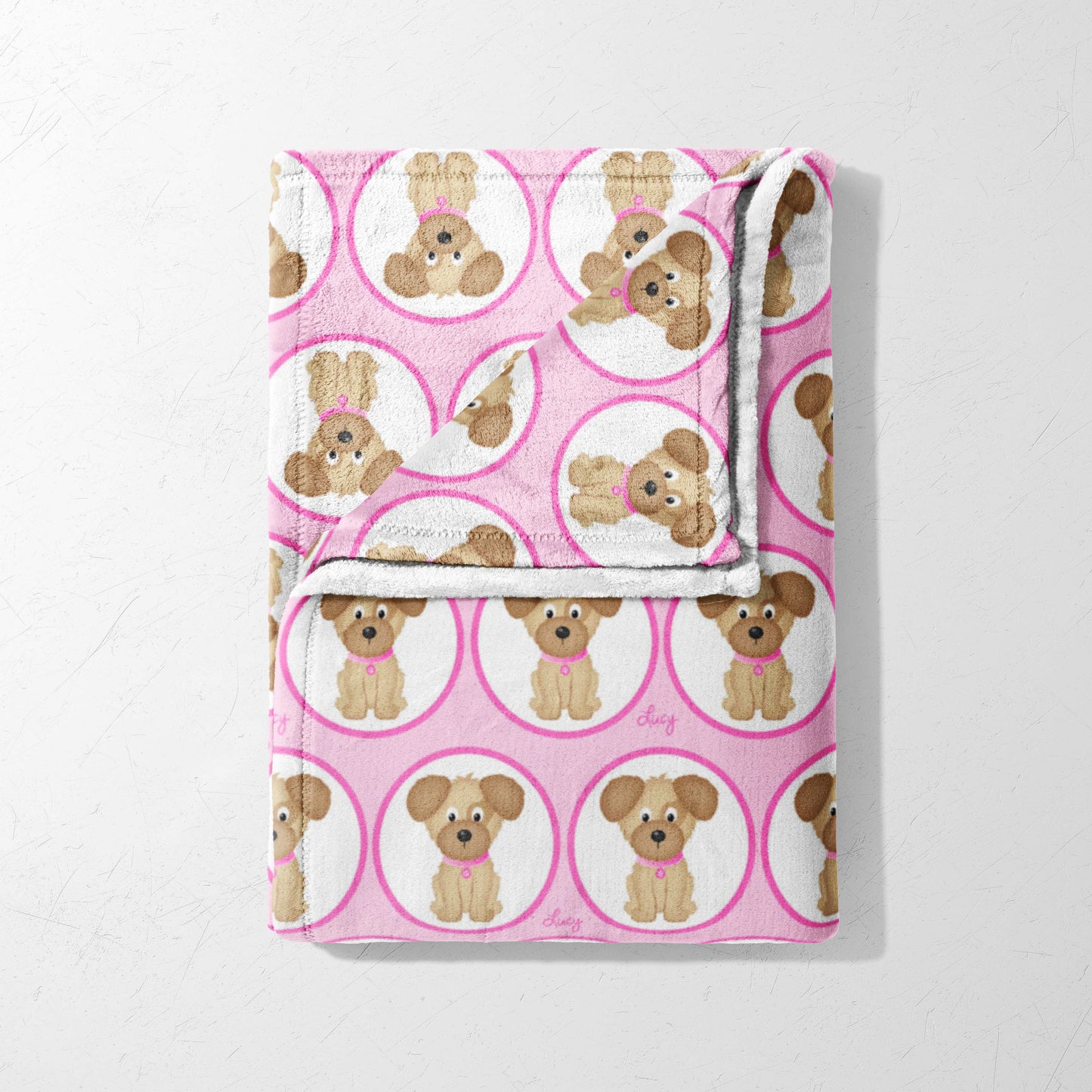 Pink Puppy Circles Blanket