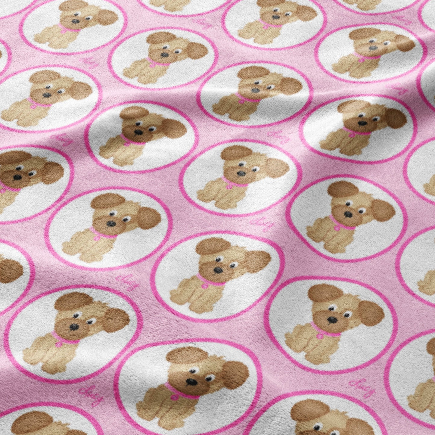 Pink Puppy Circles Blanket