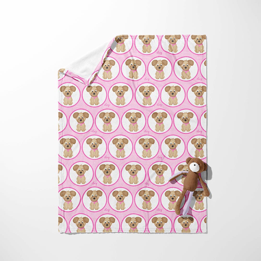 Pink Puppy Circles Blanket