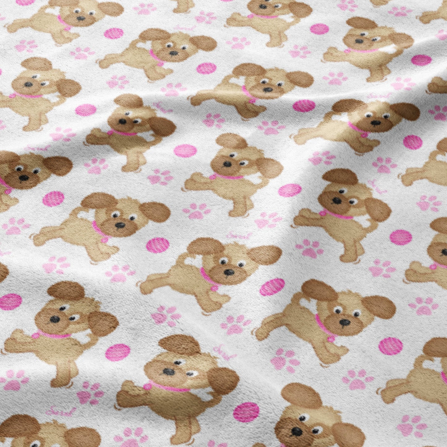 Pink Dots & Dancing Pups Blanket