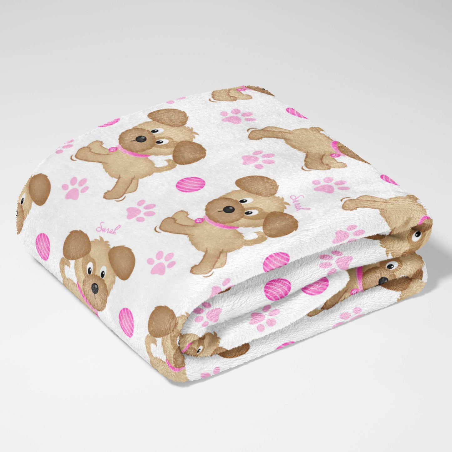 Pink Dots & Dancing Pups Blanket