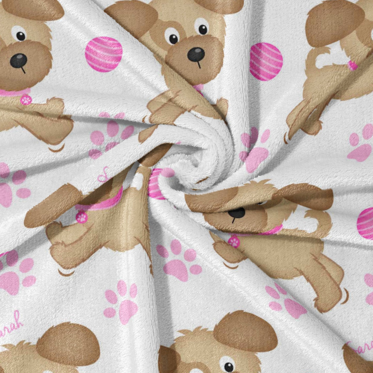 Pink Dots & Dancing Pups Blanket