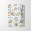 Teddy's Blue Bath Time Bubbles Blanket