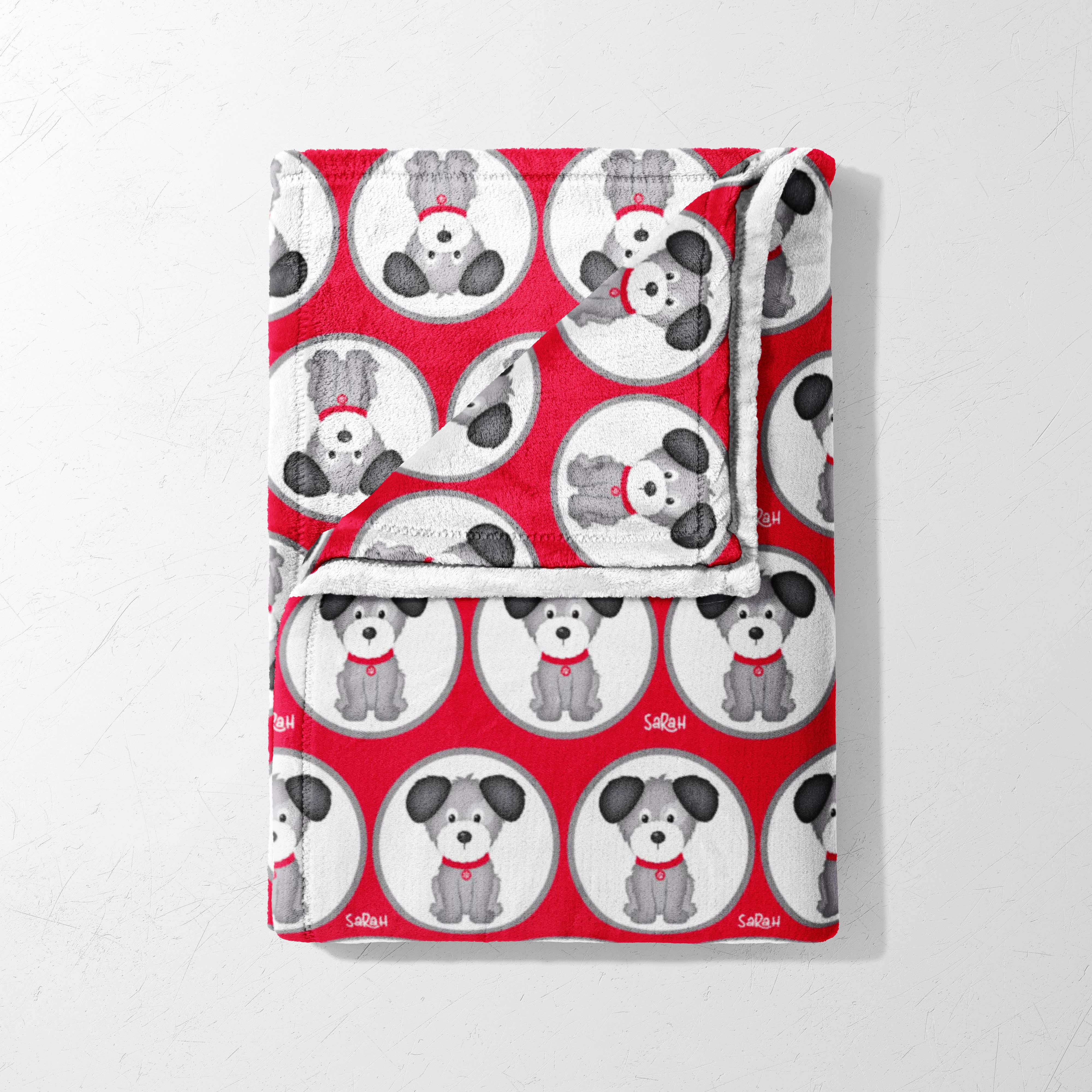 Red Collar Pups in Circles Blanket