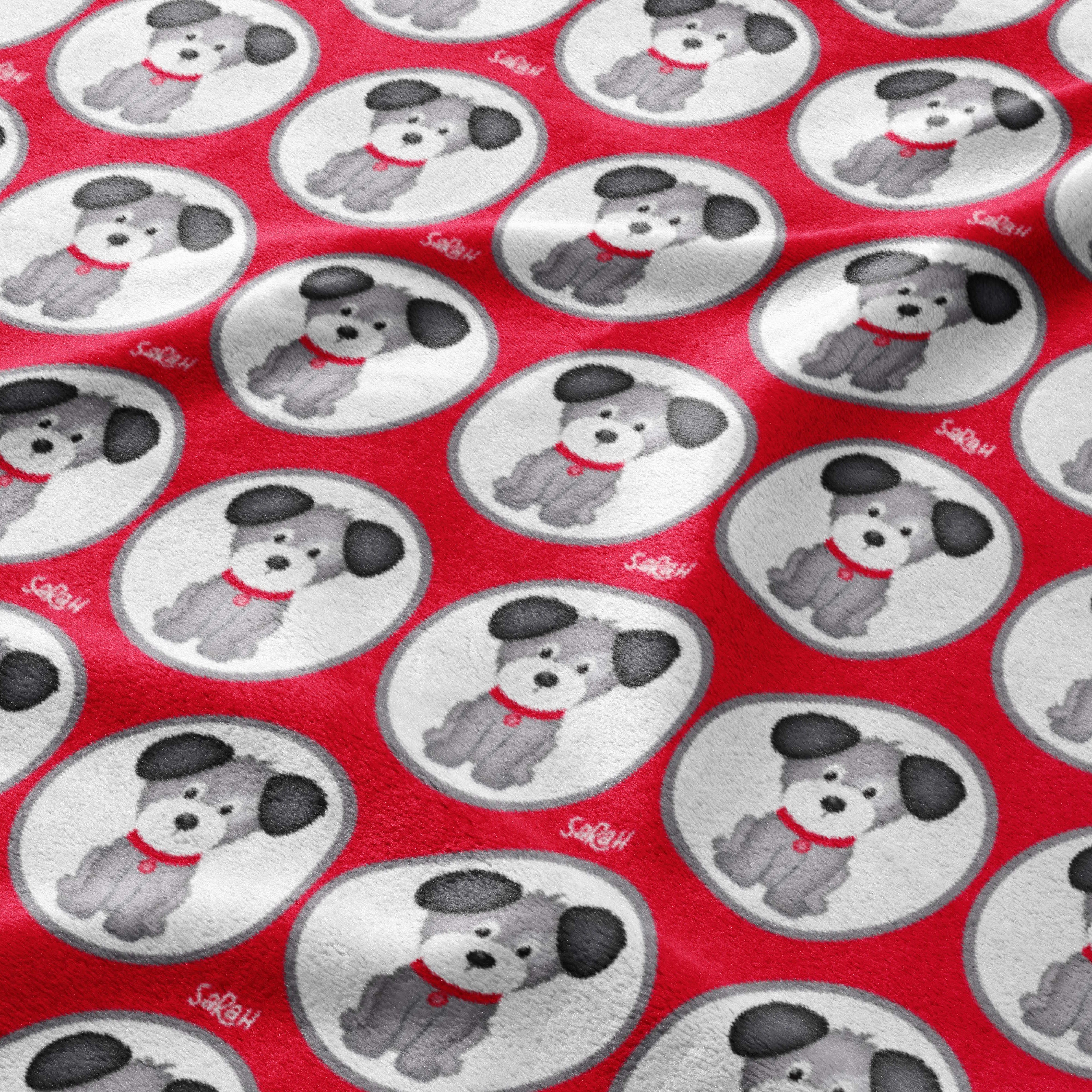 Red Collar Pups in Circles Blanket