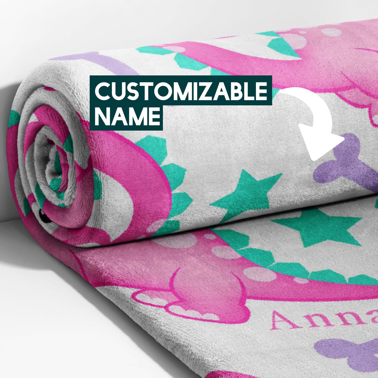 customizable name roll baby blanket