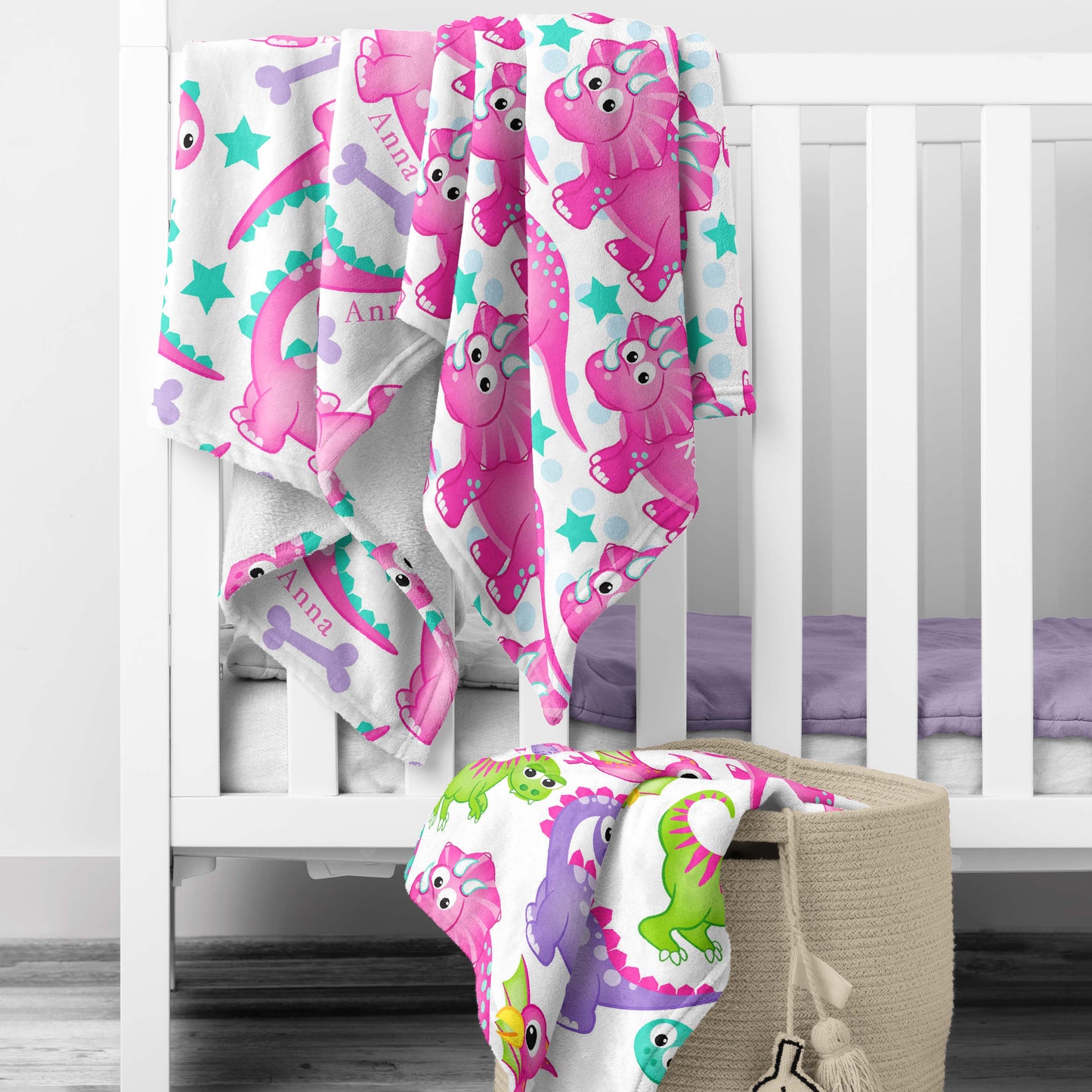 printed personal keep sake blanket on crib